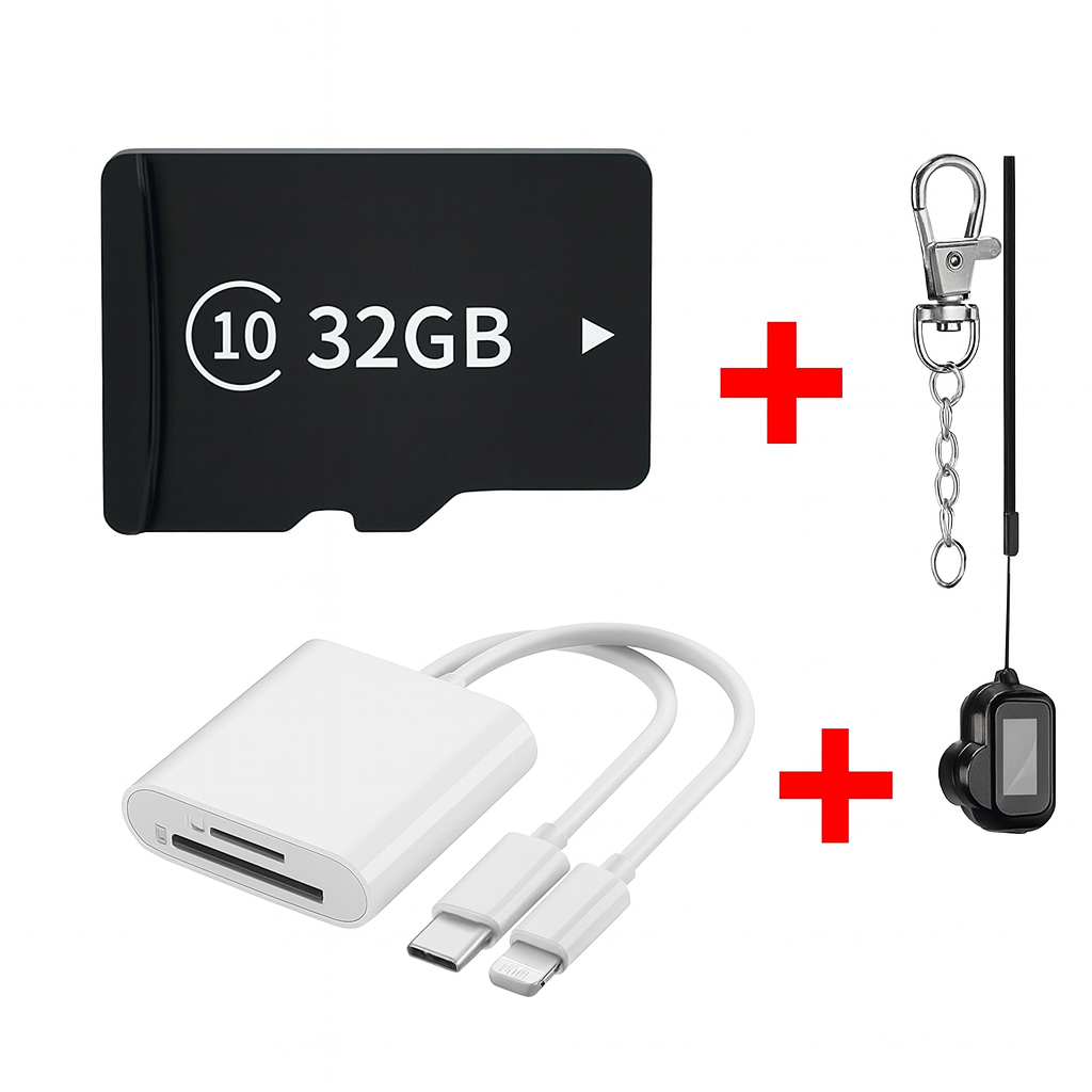 SD Card (32GB), Keychain , & Dual Slot Card Reader